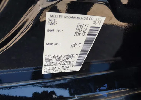 2022 Nissan Altima Sr Fwd from USA, damaged, VIN 1N4BL4CV1NN396437